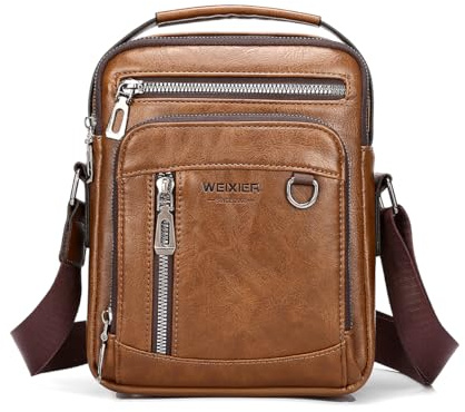 ANPTER Umhängetasche PU Leder Herren Schultertasche Herrentasche Shoulder Bag Seitentasche Crossbody Vintage Umhängetaschen Handytasche Messenger Bag Umhängen Tasche (Hellbraun Umhängetasche Herren)