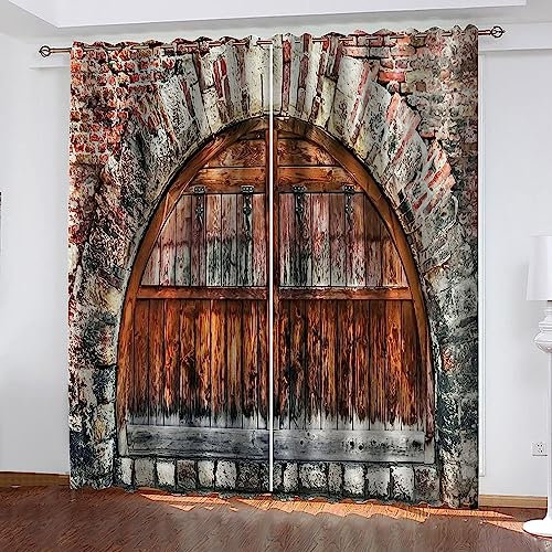 Blickdichte Gardinen Verdunkelungsvorhang Vintage Gewölbte Tür Thermovorhang Schlafzimmer Lichtundurchlässig Stoff Lärmschutzvorhang Für Junge Mädch