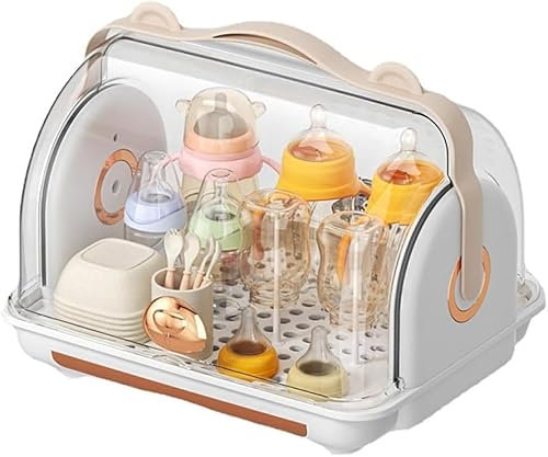 Babyflaschen-Wäscheständer, Babyflaschen-Aufbewahrung, Baby-Babyflaschen-Aufbewahrungsbox mit Deckel, Geschirr-Aufbewahrungsbox, tragbare ergänzende Lebensmittel-Sortierbox, Abflussregal, for Flaschen