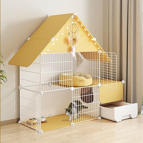 Katzengehege Outdoor, Groß, mit Katzentoilette, Catio Outdoor-Katzengehege, Käfighaus, Katzenvilla, Katzenkäfige für Hauskatzen für 1–3 Katzen (Size : 111x39x110cm)