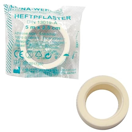 10x Heftpflasterspule DIN 13019-A - 5m x 2,5cm - zugehörig der DIN 13164 für KFZ & DIN 13157 / DIN 13169 für Betriebe - reduziertes ANGEBOT