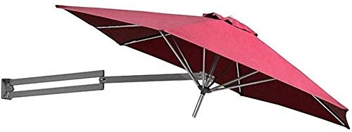 ASumPio Parasol De Patio Mural De 8,2 Pieds, Parasol De Jardin Inclinable Et Télescopique-8 Nervures, Parasol D'Extérieur Rouge Pour Balcon