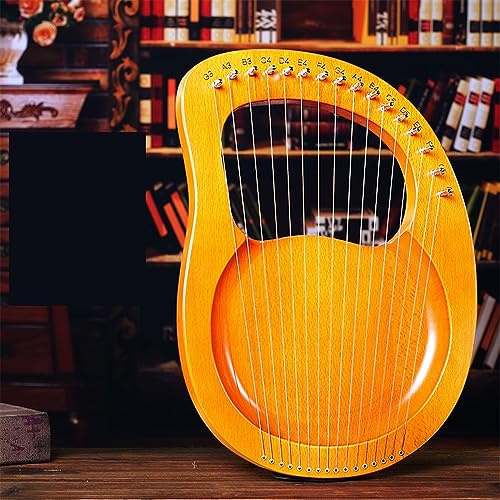 BAMFY Leier Harfe 16,19 Saiten Massivholz Lyre Klassisch Traditionell Tragbar Professionell Musikinstrument Für Erwachsene Kinder Anfänger(16-string-Board-Log)