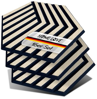 HOME LOVE® Wandbild aus Holz 16er Set | Hexagon Akustikplatten | 3D Gaming Wanddekoration | Akustikpaneele als Deko | Dekoration für Wohnzimmer Flur | Wandpaneele als Akustikbild | Dekoartikel groß
