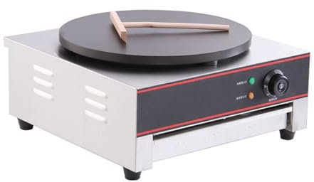 QUSYZD Crêpière électrique, 3000 W, crêpière Professionnelle Commerciale électrique à tête Unique, avec Plaque chauffante antiadhésive de 15,7 Pouces de diamètre, réglage de la températur,
