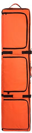 Ronyme Doppelte Skitasche auf Rollen, Aufbewahrungshandtasche mit Griffen, Zubehör auf Rollen, Snowboardtasche, Schulterrucksack für Damen und Herren, Orange