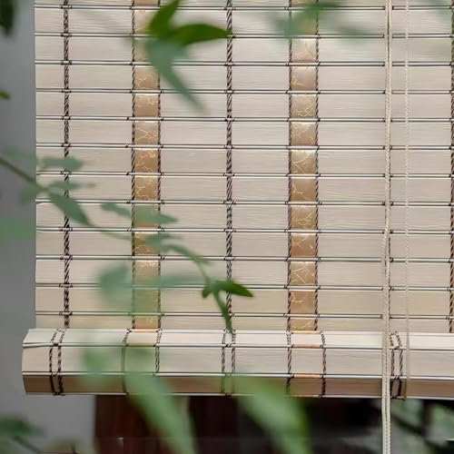 Eiauiuo Innen/Außen Bambusrollo Wetterfest Bambusvorhang Seitenzug Rollo für Türen und Fenster Raffrollo Jalousien Sonnenschutz Sichtschutz Verdunkelungsrollo 70% Lichtfilternde Rollläden(80x250cm)