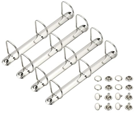 PATIKIL A4 3 hål ringpärmsmekanismer, 4 set 5 cm D-ring ersättningspärm planerare lösa bladbindande ryggar för arrangörer gör-det-själv fyllning pappersförvaring mapp tillbehör, 26 mm silverton