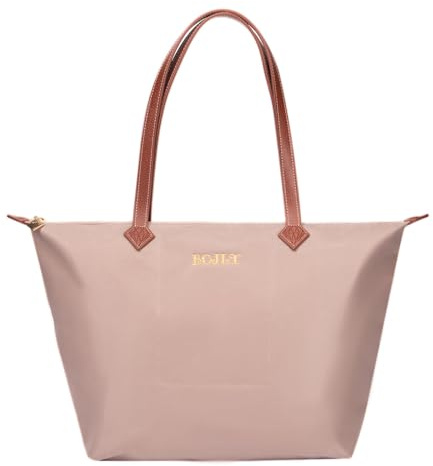 BOJLY Bolso Tote para Mujer - Bolsa de Hombro Grande para Compras, Trabajo, Colegio y Viaje - Bolsa de Tela Resistente con Asas Largas - Estilo Casual y Práctico (Durazno Claro)