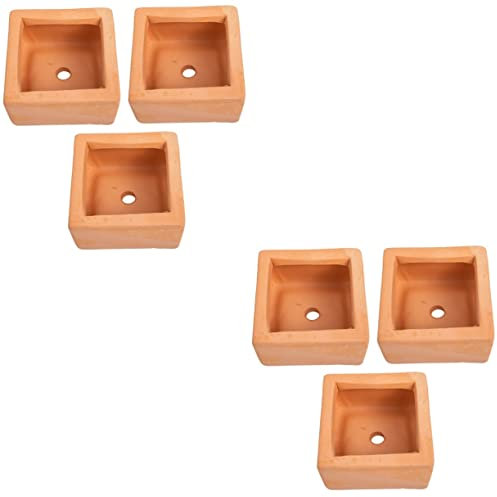 Quadratisches Terrakotta-Blumentopf-Set, 6 Stück, Mini-Keramik-Pflanzvasen für Balkon, Bonsai, Haushaltspflanzen, dekorative Töpferei