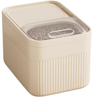 Lunaobrik Contenedor de comida para perros, contenedor de comida para perros, recipiente hermético para cachorros, solución organizadora transparente con vaso medidor para aperitivos de alimentación