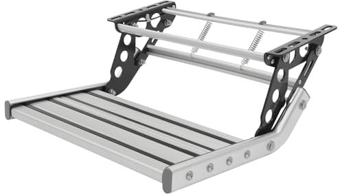 KANBCNG Manuelle Klappbare RV Stufe RV Camper Stufe mit LED Licht Tragfähigkeit 150kg Trittbrett 44cm Wohnwagen Trittstufe Wohnmobile Leitern Tritt Wohnmobilzubehör RV Aluminium-Legierung Treppe