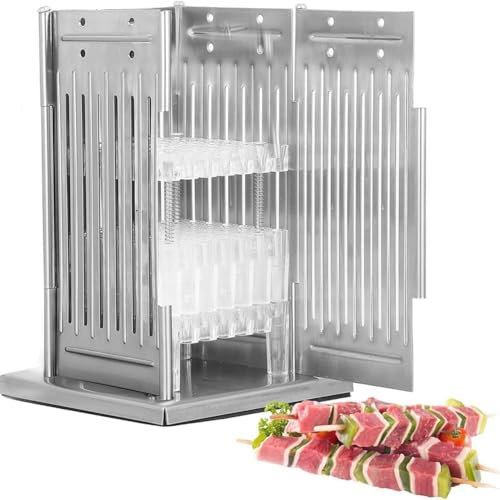 EORNYHQMY 49 Trous Kabob Maker Box,Machine À Brochette De Viande en Acier Inoxydable,Hauteur Réglable,pour Barbecue Shop,Pique-niqueBeef