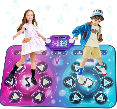 maysida Alfombra de Baile Recargable - 2 Jugadores, Tamaño Extra Grande (150 * 97 cm), Música, Modo Desafío, Modo Piano, Luces LED, Regalo Navidad Cumpleaños para Niños Niñas 3-12 Años