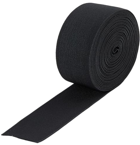 DICOSMETIC Bande élastique en polyester de 6 mètres - Noire - Tricotée - Largeur : 5 cm - Pour ceintures, pantalons, vêtements et bricolage