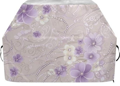 Copertura per barbecue a gas con fiori di perle vintage color pesca e bianco, 165 cm, impermeabile, resistente, con coulisse regolabile per polvere e vento