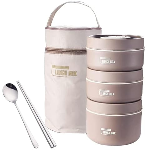 Caja De Almuerzo Termo - Reclamo De Alimentos A Prueba De Envase, Embalaje De Comidas Portátil | Contenedor Multicapa, Caja Aislante Con Cubiertos, Caja De Calentamiento Para La Escuela Viaje Hombres