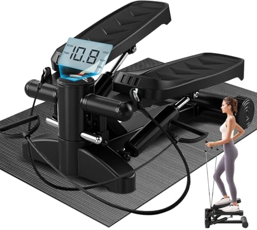 FK Sports Mini Stepper for Exercise – Cardio Step Machine with Resistance Bands, LCD Display, Anti-Slip Pedals & Anti-Slip Mat, 150KG Weight Capacity – Home Workout Equipment