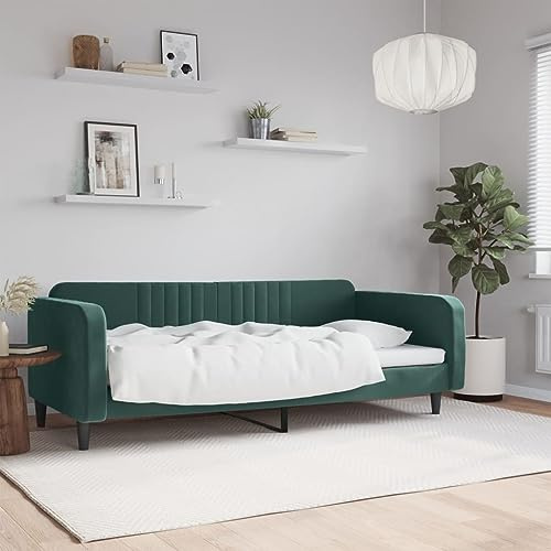 HaoChrymec Tagesbett aus Samt, 2-in-1 Schlafsofa, Robustes Gestell, Komfortabel & Langlebig, schlafsofa, einzelbett, Für Wohnzimmer & Schlafzimmer, Dunkelgrün, 100x200 cm