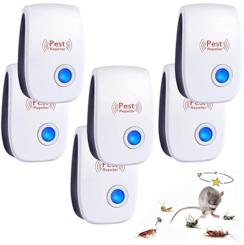Ultrason Souris et Rats, Répulsif Ultrason Anti-Rongeurs Insectes | Intérieur Anti Moustique pour Anti Souris, Fourmis, Moustique, Cafard, Araignée, Rongeur, 6 Pack