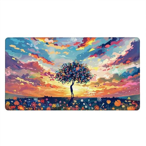 Tappetino Mouse Gaming XXL, 1600x800x3mm Grande Tappetino Scrivania Cuciti Base in Gomma, Mouse Pad Impermeabile Antiscivolo, Desktop Ufficio, Migliora Precisione Velocità (Bellissimo Albero) xR7-551