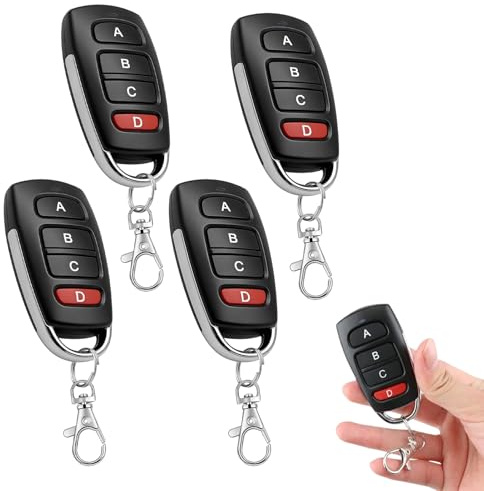 4 pezzi telecomando universale porta garage 433 MHz clonazione universale apriporta garage trasmettitore 433 MHz, telecomando senza fili porta garage, compatibile con 4 pulsanti per interruttore