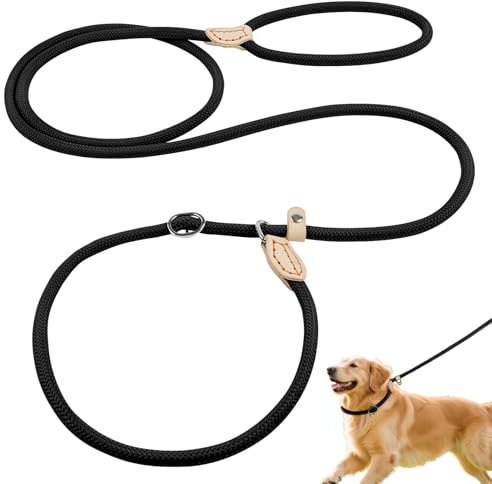 OSDUE Guinzaglio a Strozzo per Addestramento Cani, 180 cm Guinzaglio Retriever, guinzaglios per cani con fermo di trazione, Comoda Impugnatura, Resistente Leggero, per Piccoli, Medier