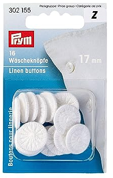 Prym 302155 Wäscheknöpfe Zwirn 26'' 17 mm weiß