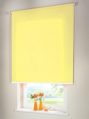 Hochwertiges Sichtschutzrollo Mittelzugrollo Springrollo Rollo Sichtschutz 112 x 120 cm / 112x120 cm gelb // Sichtschutzrollo/Sichtschutz-Rollo/Fensterrollo