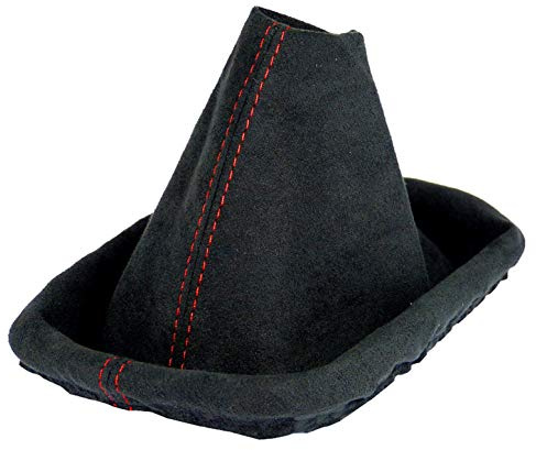Schaltsack für BMW 3er e30 e36 5er e34 - weiche Mikrofaser - Schwarz - Rot - Schaltmanschette - Schwarz - Naht Schwarz - Manschette für Gangschaltung - Schalthebelmanschette für Schaltgetriebe - A0091
