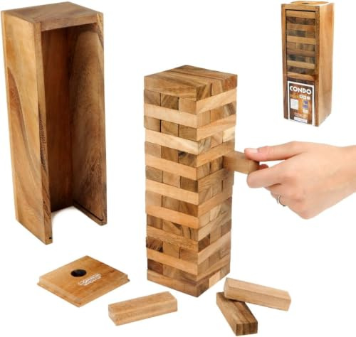 Logica Spiele, Art. Condo - Geschicklichkeitsspiel - Wackelturm - Holz Brettspiel - Gesellschaftsspiel - Familienspiel aus Holz (Medium A)