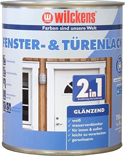 2in1 Türen und Fensterlack weiss inkl. Pinsel von E-Com24 zum Auftragen (2 in 1 750 ml glänzend)