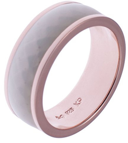 Jewel24 Damen Band-Ring echt Silber 925 rosevergoldet mit Emaile 56/17,8 mm Ø rosegold Damenring Sterlingsilber