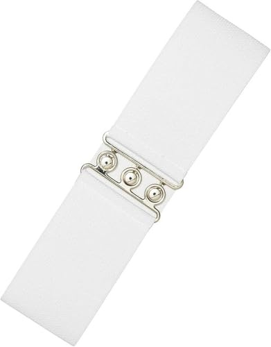 Ro Rox Damen Breiter Elastischer Taillengürtel im Retro Vintage Stil – Stretchgürtel für Kleider, 50er Jahre – Silberne oder Goldene Schnalle