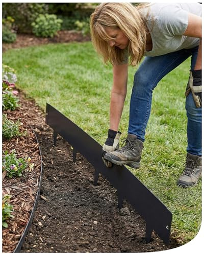 bellissa - Rasenkante Spina (20 m) - Beetumrandung anthrazit aus feuerverzinktem Metall | Beeteinfassung, Umrandung und Begrenzung für Beete & Garten | Flexible Mähkante mit Dornen (Höhe 16 cm)