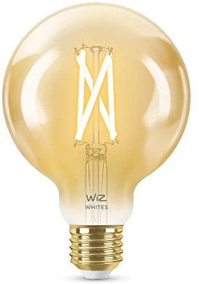 WiZ Tunable White Amber LED Lampe E27 (640 lm), 50 W Filament Lampe im Vintage Design mit bernsteinfarbenem dimmbarem Licht, smarte Lichtsteuerung über WLAN per Stimme/App
