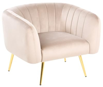 Beliani Polstersessel aus Samtstoff in Taupe mit Armlehnen Metallgestell in Gold Laconia