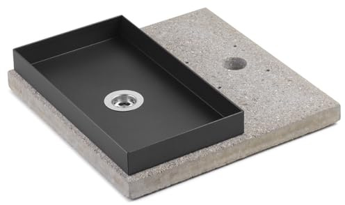 belfer Base con Vaschetta per Fontane con Ghiera Grande 40x40x5 cm in Cemento 42/BSE/5 Antracite