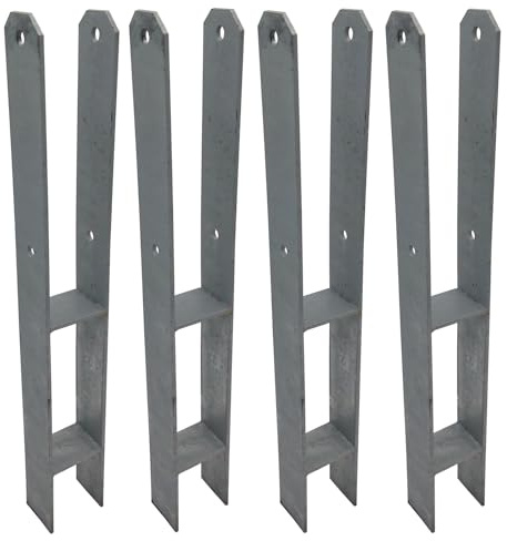 H-Anker Pfostenträger 71x600 mm 4er Set Feuerverzinkt Pfostenanker Stahl | BURI, H-Träger, Pfostenanker, Zaunbau, Holzpfosten, Fundament, Korrosionsschutz, stabile Befestigung, langlebig