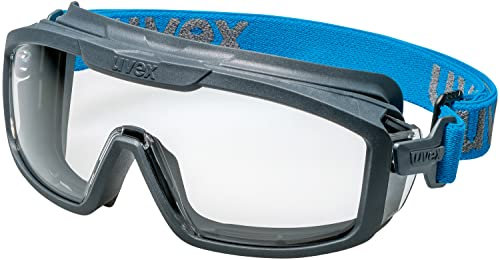 Uvex i-guard+ - Vollsichtbrille - Schutzbrille für Arbeit und Labor - Transparent/Anthrazit-Blau