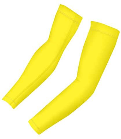 Jeiento UV-Sonnenschutz, Armstulpen, Übergröße, M, L, XL, für Männer und Frauen, Tattoo-Abdeckung, kühlend, Kompression, gelb, L