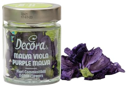 Decora, 0201013 Essbare Blumen, Essbare Malvenblüten, Ideal zum Dekorieren von verschiedenen kulinarischen Zubereitungen, Geeignet für süße und herzhafte Gerichte, 1 Gramm Packung.