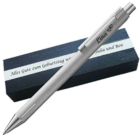 Personalisierter brushed Kugelschreiber 240 mit Geschenkbox inklusive Gravur Symbole gravierbar PS146Box2