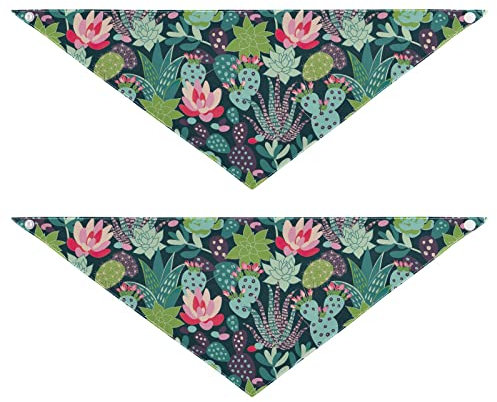 2 Stück Hundehalstücher Haustier Bandana Schal Druckknopf Dreieck Lätzchen Halstuch Set Haustier Urlaub Zubehör Dekor für kleine bis große Welpen Hunde Katzen mittelgroße Sukkulenten Kakteen