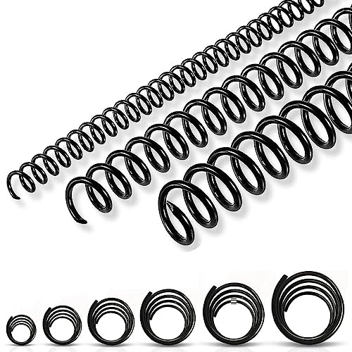 150 Pack Spiral Binding Coils, 4:1 Pitch Plastic Binding Coils Kit, 6 Different Sizes Spiral Coils for Binding 1/4, 5/16, 3/8, 1/2, 5/8, 3/4, Black Binding Spirals