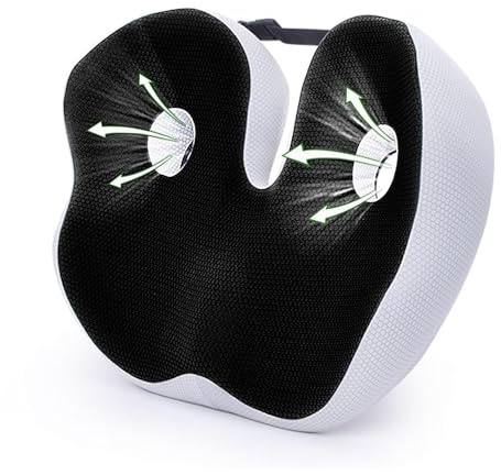 DLBJ Steißbeinkissen, Memory-Schaum, Sitzknochen, Entlastungs-Sitzkissen für Gesäß, unteren Rücken, Oberschenkel, Hüfte, Ischial-Tuberosität, reduziert Müdigkeit für Stuhl, Schwarz, 48 x 39 x 14 cm