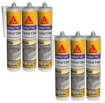 Lot de 6 colles mastic SIKA Sikaflex-142 Crystal clear - Transparent - 290 ml