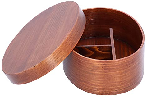 Caja de almuerzo Bento ovalada de madera para sushi de madera con compartimentos, fiambrera de estilo japonés para estudiantes adultos, trabajadores, viajes, escuela