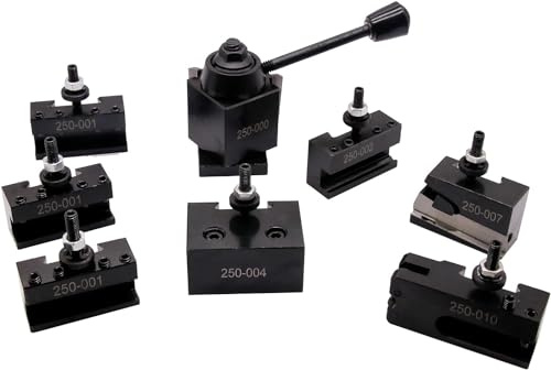 8Pcs OXA Wedge Type Quick Change Tool Post 250-000 Set Plus 2 Extra 250-001 Lathe Holders for Mini Lathe 6-9 Swing Steel Material | 250-000 Set Plus 2 extra 250-001 Lathe Holders For Mini Lathe Swing 6 - 9, Steel Material