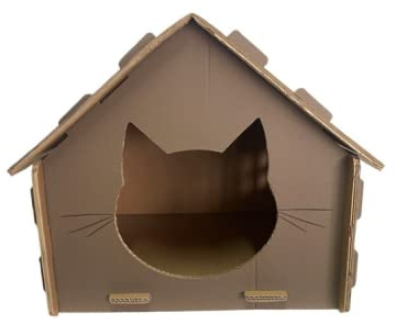 ihvan online, Katzenhaus, 3-lagig, gewellt, recycelbar, Karton für den Innenbereich, Katzenkratzer für den Innenbereich, gewelltes Kätzchenversteck, Kitty Condo